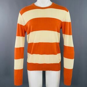 YMC Size M Orange Cream Stripe Cotton Mixed Pattern Pullover